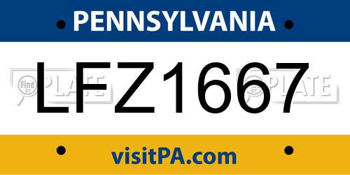 LFZ1667 Pennsylvania License Plate