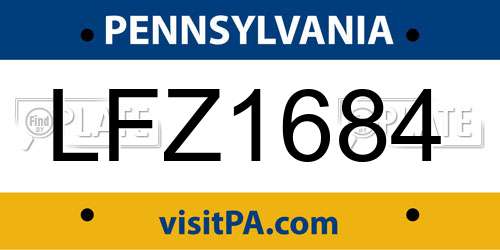 LFZ1684 Pennsylvania License Plate