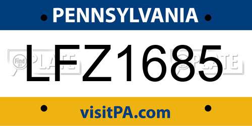 LFZ1685 Pennsylvania License Plate