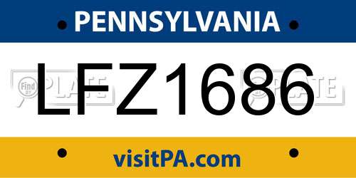 LFZ1686 Pennsylvania License Plate