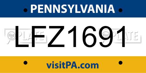 LFZ1691 Pennsylvania License Plate