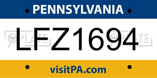 LFZ1694 Pennsylvania License Plate