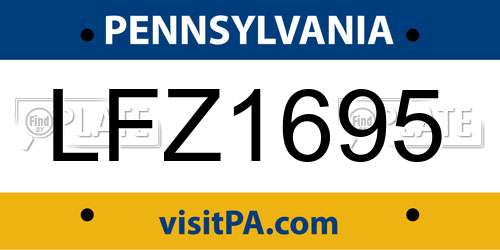 LFZ1695 Pennsylvania License Plate
