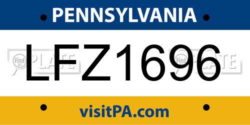 LFZ1696 Pennsylvania License Plate