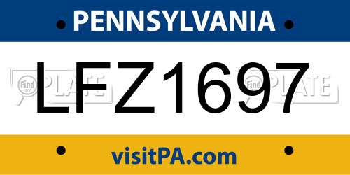 LFZ1697 Pennsylvania License Plate