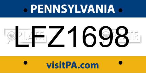 LFZ1698 Pennsylvania License Plate