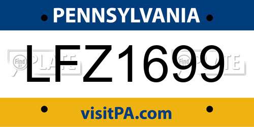 LFZ1699 Pennsylvania License Plate