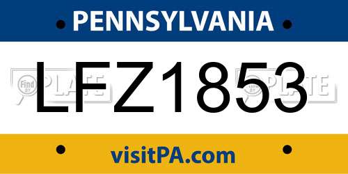 LFZ1853 Pennsylvania License Plate