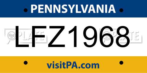 LFZ1968 Pennsylvania License Plate
