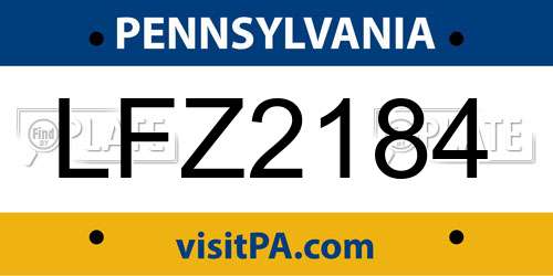 LFZ2184 Pennsylvania License Plate