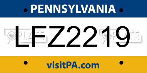 LFZ2219 Pennsylvania License Plate