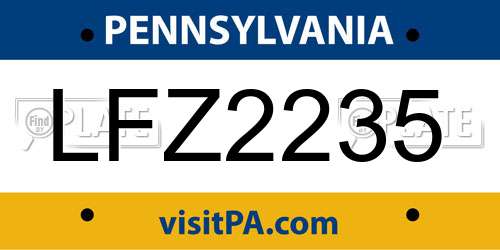 LFZ2235 Pennsylvania License Plate