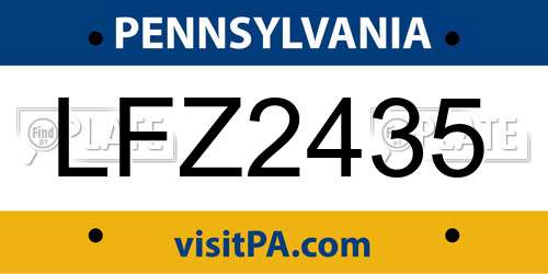 LFZ2435 Pennsylvania License Plate