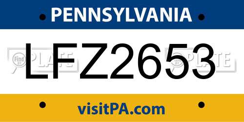 LFZ2653 Pennsylvania License Plate