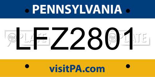 LFZ2801 Pennsylvania License Plate