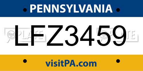 LFZ3459 Pennsylvania License Plate