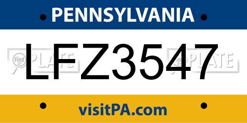 LFZ3547 Pennsylvania License Plate