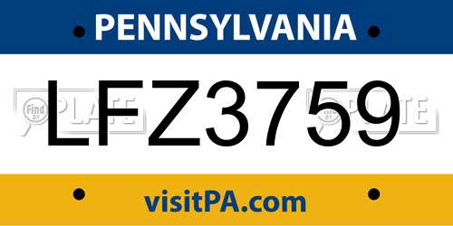 LFZ3759 Pennsylvania License Plate