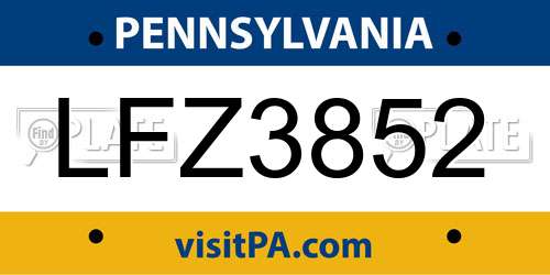 LFZ3852 Pennsylvania License Plate
