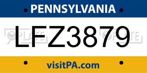LFZ3879 Pennsylvania License Plate