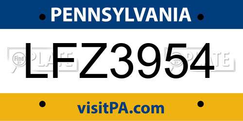 LFZ3954 Pennsylvania License Plate