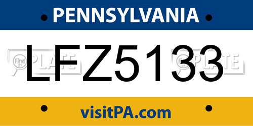 LFZ5133 Pennsylvania License Plate