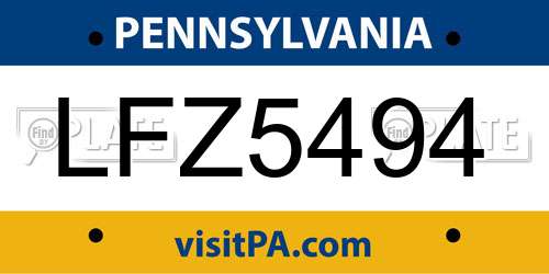 LFZ5494 Pennsylvania License Plate