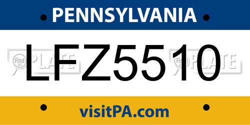 LFZ5510 Pennsylvania License Plate