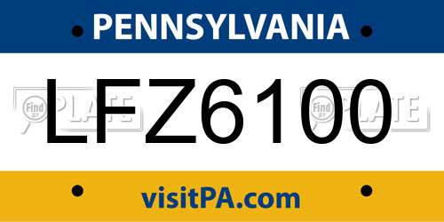 LFZ6100 Pennsylvania License Plate