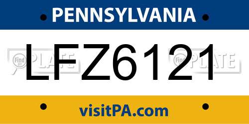 LFZ6121 Pennsylvania License Plate