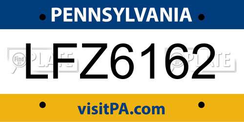 LFZ6162 Pennsylvania License Plate