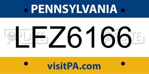 LFZ6166 Pennsylvania License Plate