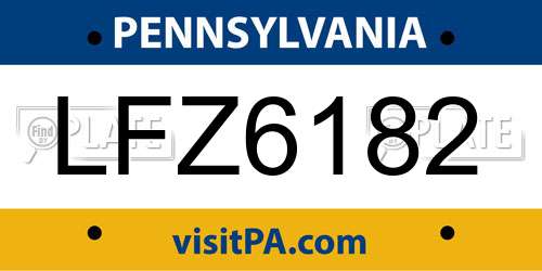 LFZ6182 Pennsylvania License Plate