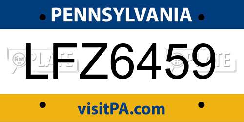 LFZ6459 Pennsylvania License Plate