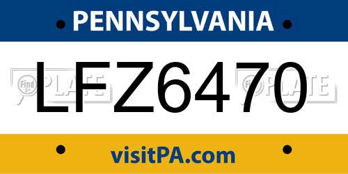 LFZ6470 Pennsylvania License Plate