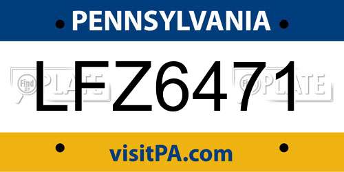 LFZ6471 Pennsylvania License Plate