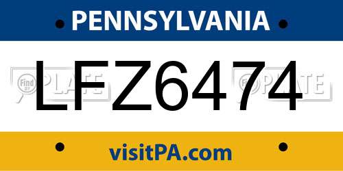 LFZ6474 Pennsylvania License Plate