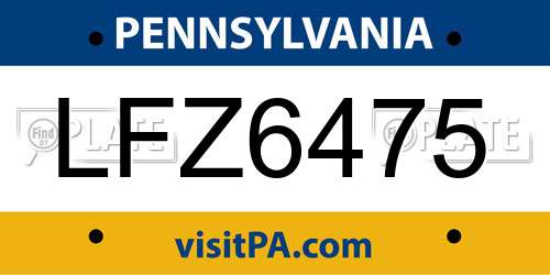 LFZ6475 Pennsylvania License Plate