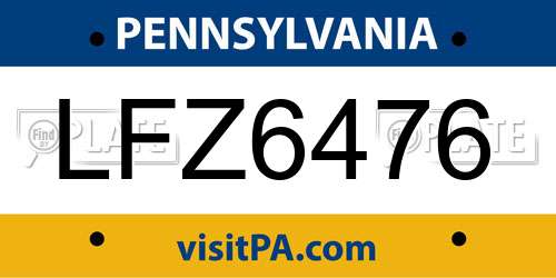 LFZ6476 Pennsylvania License Plate