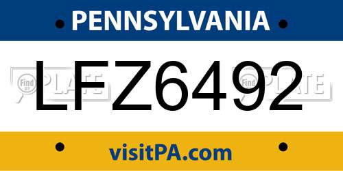 LFZ6492 Pennsylvania License Plate