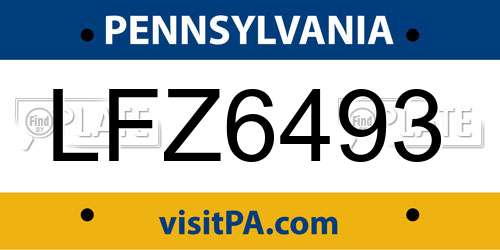 LFZ6493 Pennsylvania License Plate