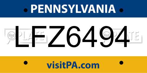 LFZ6494 Pennsylvania License Plate