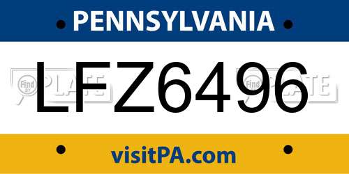 LFZ6496 Pennsylvania License Plate