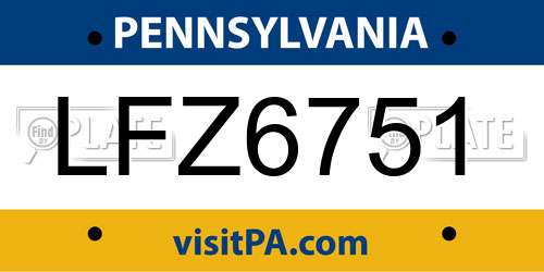 LFZ6751 Pennsylvania License Plate