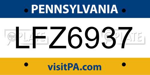 LFZ6937 Pennsylvania License Plate