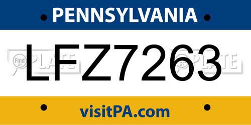 LFZ7263 Pennsylvania License Plate