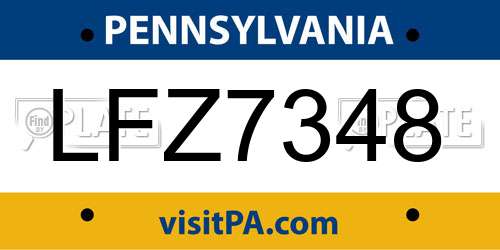 LFZ7348 Pennsylvania License Plate