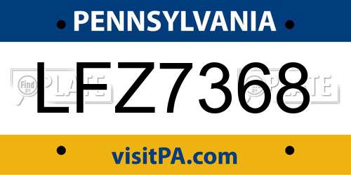LFZ7368 Pennsylvania License Plate