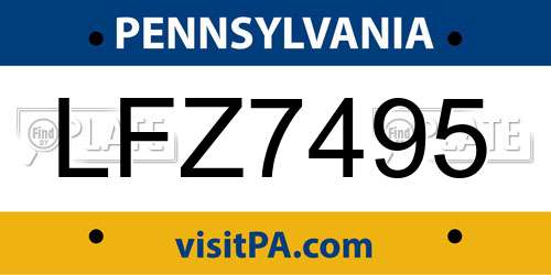 LFZ7495 Pennsylvania License Plate