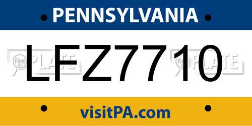 LFZ7710 Pennsylvania License Plate